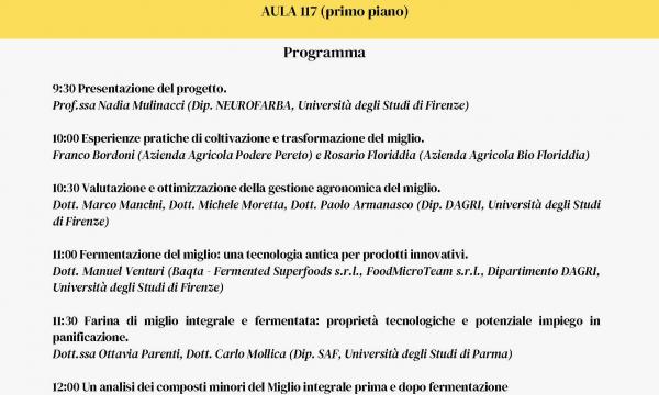 Workshop &ldquo;Cereali minori e fermentazione: il caso del miglio nel progetto UPTOMI&rdquo;